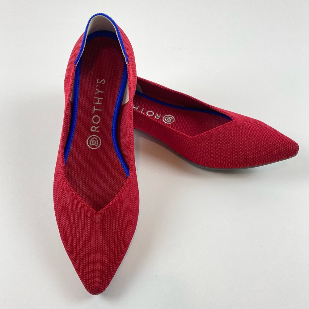 Rothy’s The Point Red Ballet Flats Size 10.5 Comfort Shoes Point